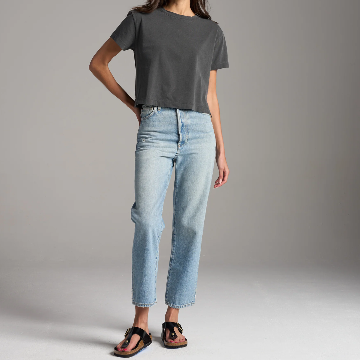 Boyfriend Style Cropped Short Sleeve Tee