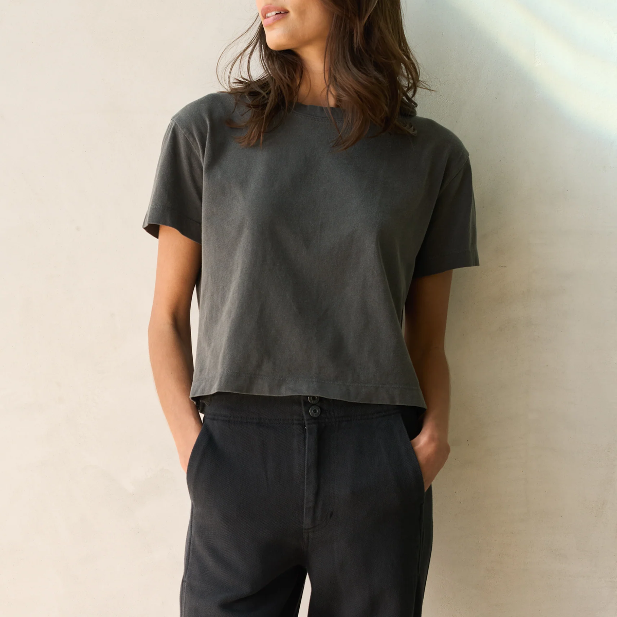 Boyfriend Style Cropped Short Sleeve Tee